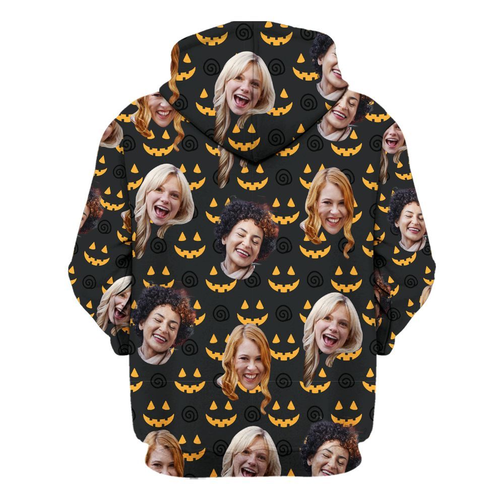 Amare Box Custom Face Photo Halloween Hawaiian Shirt, Personalized Face Friends Halloween Party Unisex Hoodie