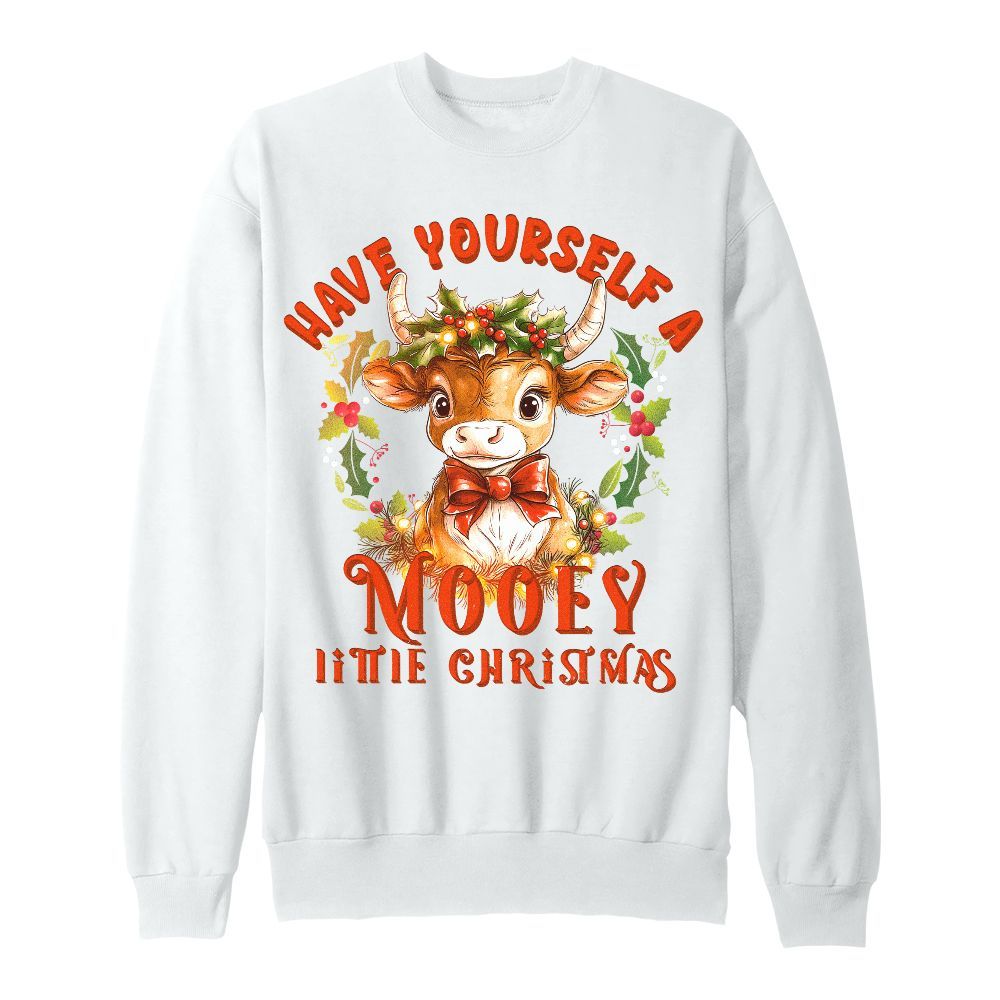 Amare Box Funny Cow Lover Shirt, Have Yourself A Mooey Little Christmas Design Gift For Fan Unisex Sweatshirt