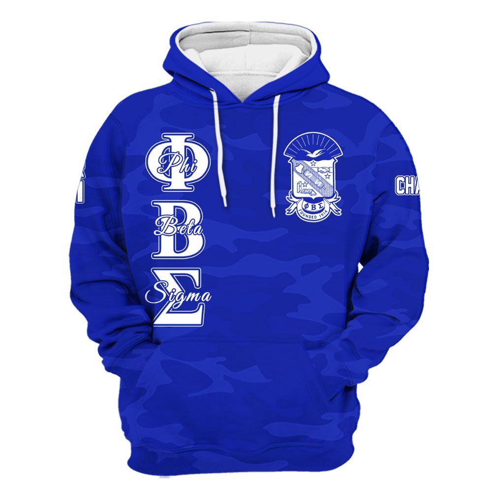 Ireishprint Phi Beta Sigma Custom Chapter Shirt, Personalized Camo Style Royal Blue Shirt Phi Beta Sigma Fraternity Hoodie