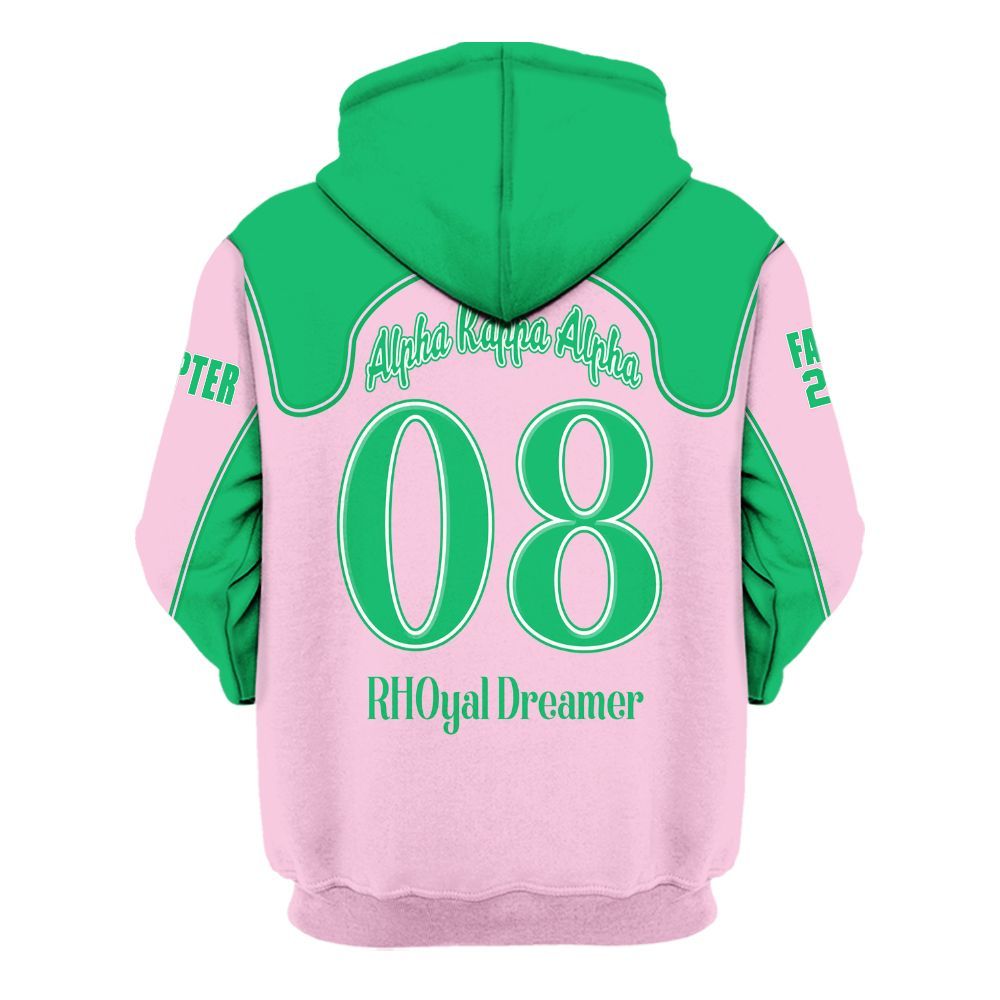 Ireishprint A.K.A Custom Chapter Shirt, Salmon Pink And Apple Green Racing Style 1908 Sorority Hoodie