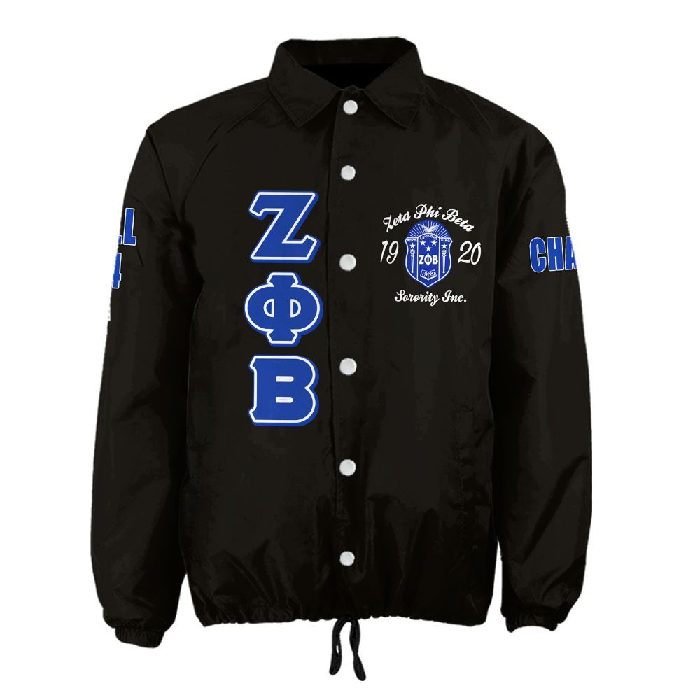 Ireishprint Zeta Phi Beta Custom Line Crossing Jacket, Personalized Z Phi B Black Jacket 1920 Zeta Phi Beta Sorority Crossing Jacket