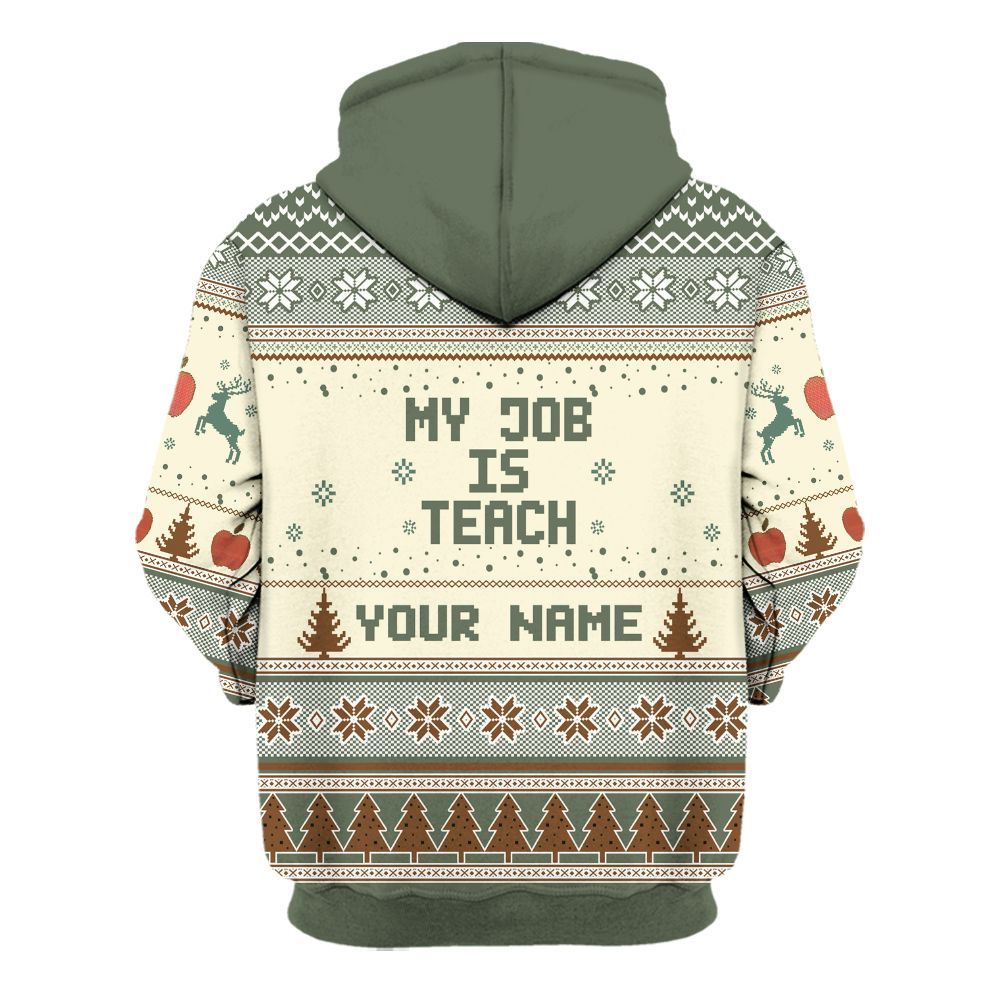 Amare Box Teacher Shirt, Real Man Teach Xmas Ugly Shirt, Custom Name Shirt, Teacher Life, Christmas Gift For Teacher Unisex Hoodie