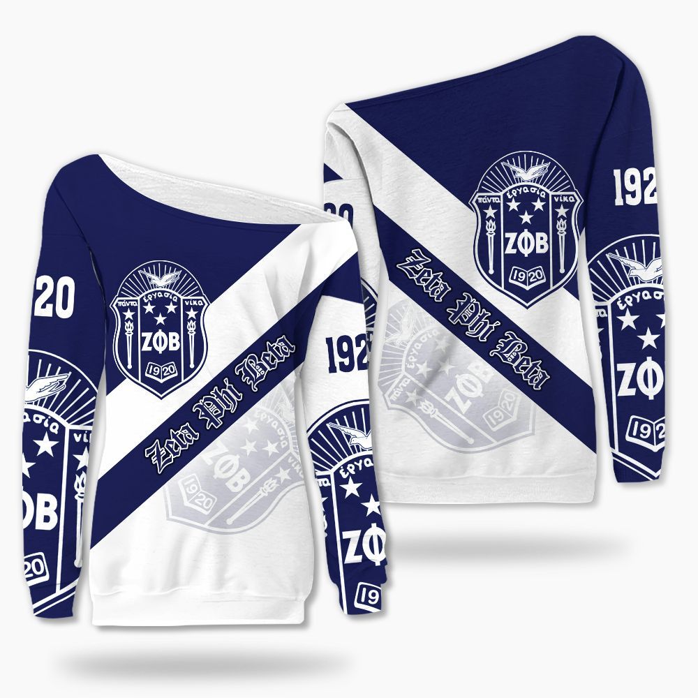 Ireishprint Zeta Phi Beta Off Shoulder Sweatshirt, Zeta Phi Beta Tech Style Zeta Phi Beta Sorority Off Shoulder Sweatshirt