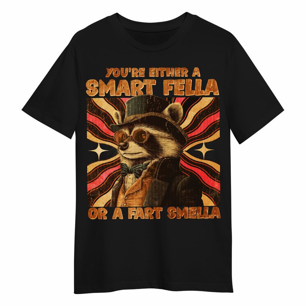 Amare Box Funny Capybara Retro Graphic Shirt, You're Either A Smart Fella Or A Fart Smella Gift Unisex Shirt