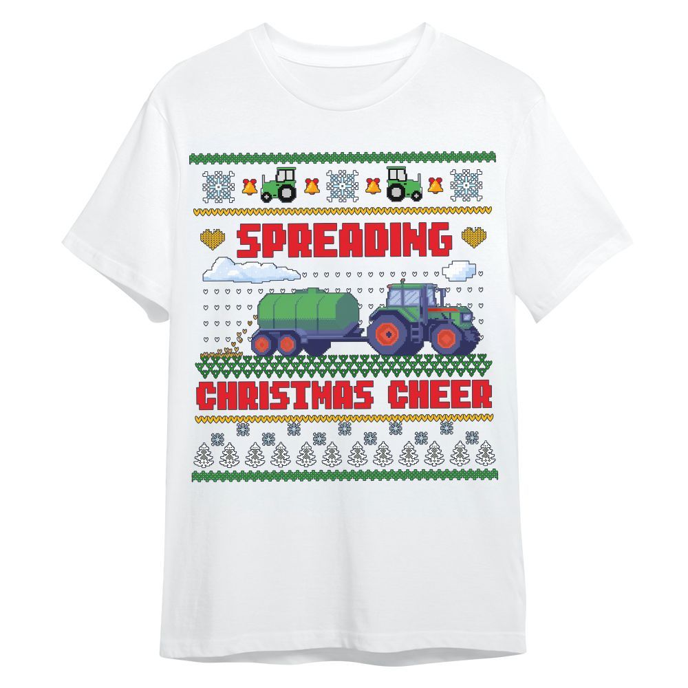 Amare Box Spreading Christmas Cheer, Christmas Farm Tractor, Funny Farmer Tractor, Pixel Farm Christmas Unisex Gift Shirt For Farme Unisex Shirt