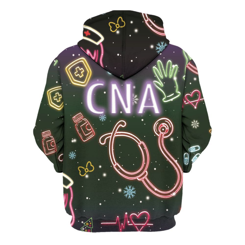Amare Box CNA Nurse Neon Light 3D Shirt, Nurse Xmas, Nurse Stuff, Gift For CNA Nurse, Nurse Coquette Unisex Hoodie