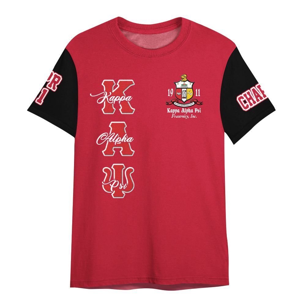 Ireishprint ΚΑΨ Custom Chapter Shirt, Personalized Krimson Shirt Black Sleeve ΚΑΨ 1911 Fraternity Shirt