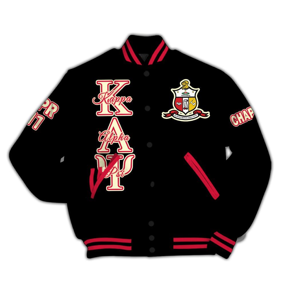 Ireishprint ΚΑΨ Custom Chapter Varsity Jacket, Personalized Black Varsity Jacket ΚΑΨ Fraternity Jacket