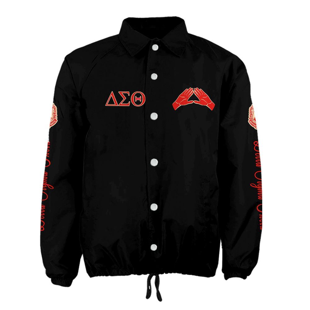 Ireishprint Delta Sigma Theta Crossing Jacket, Delta Elephant Hand Sign Black Jacket Delta Sigma Theta Sorority Crossing Jacket