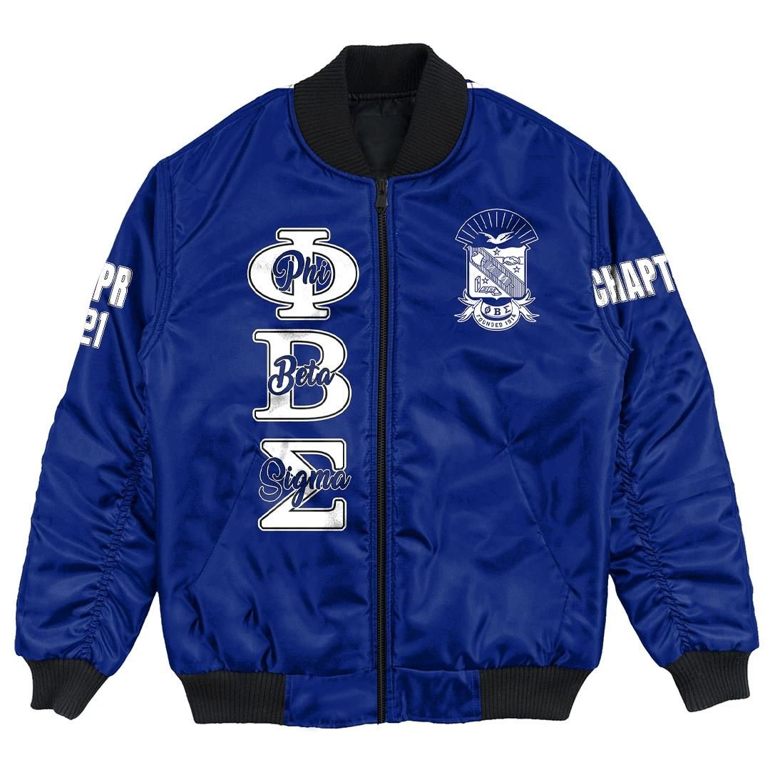 Custom Chapter Africa Zone Jacket - Phi Beta Sigma (Blue) Bomber Jackets A31