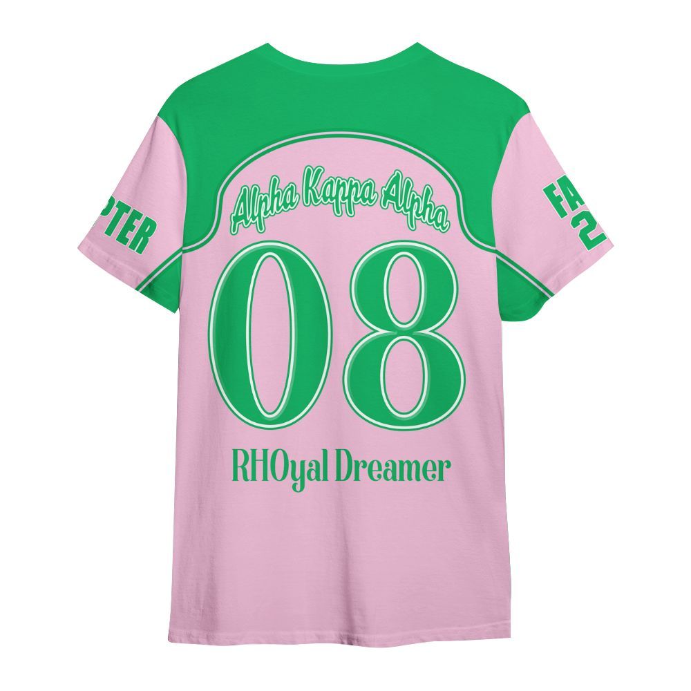 Ireishprint A.K.A Custom Chapter Shirt, Salmon Pink And Apple Green Racing Style 1908 Sorority Shirt