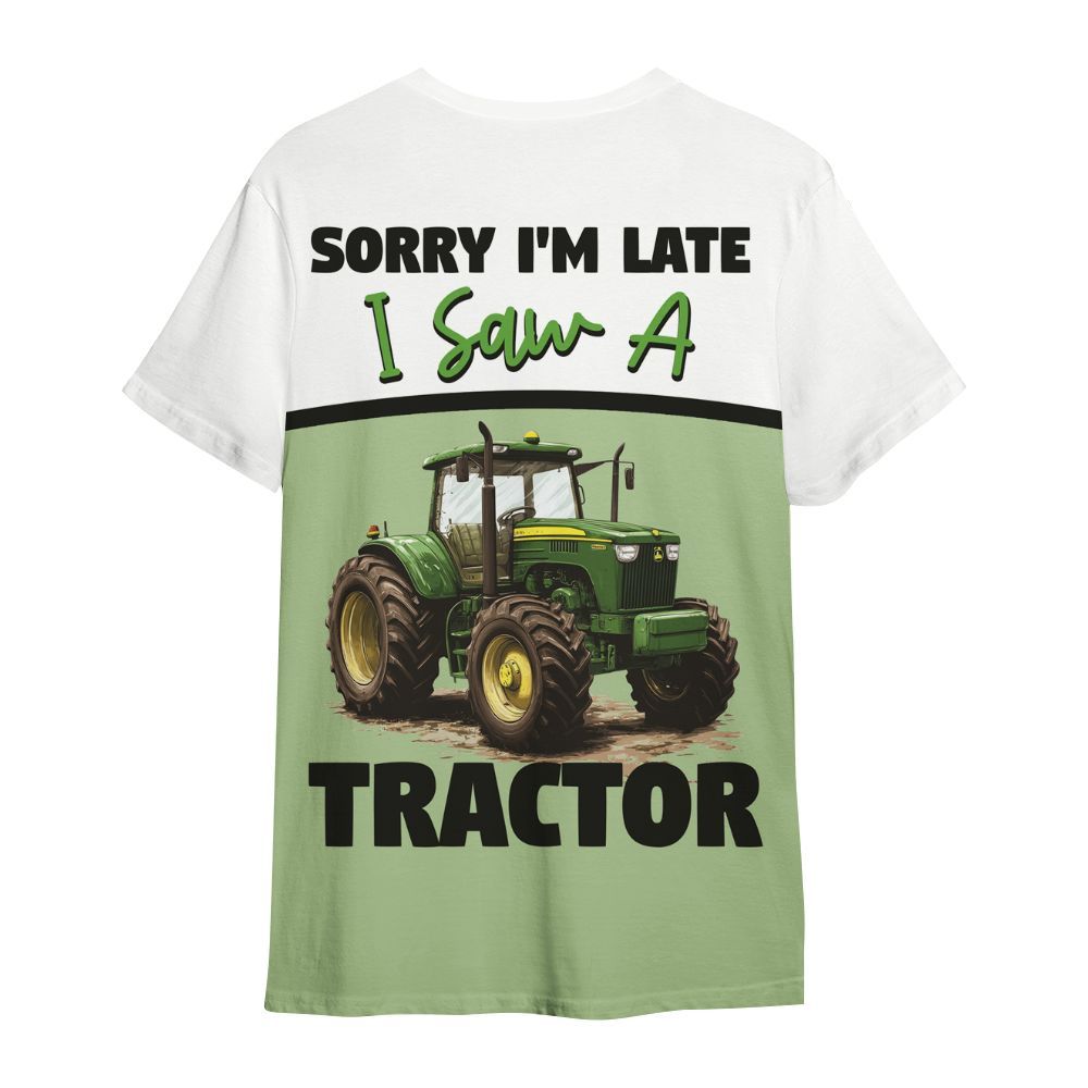Amare Box Farm Tractor Shirt, Sorry I'm Late I Saw A Tractor, Custom Name, Tractor Clipart, Love Tractor, Vintage Tractor, Gift For Loves Farmer All Over Print Unisex Shirt