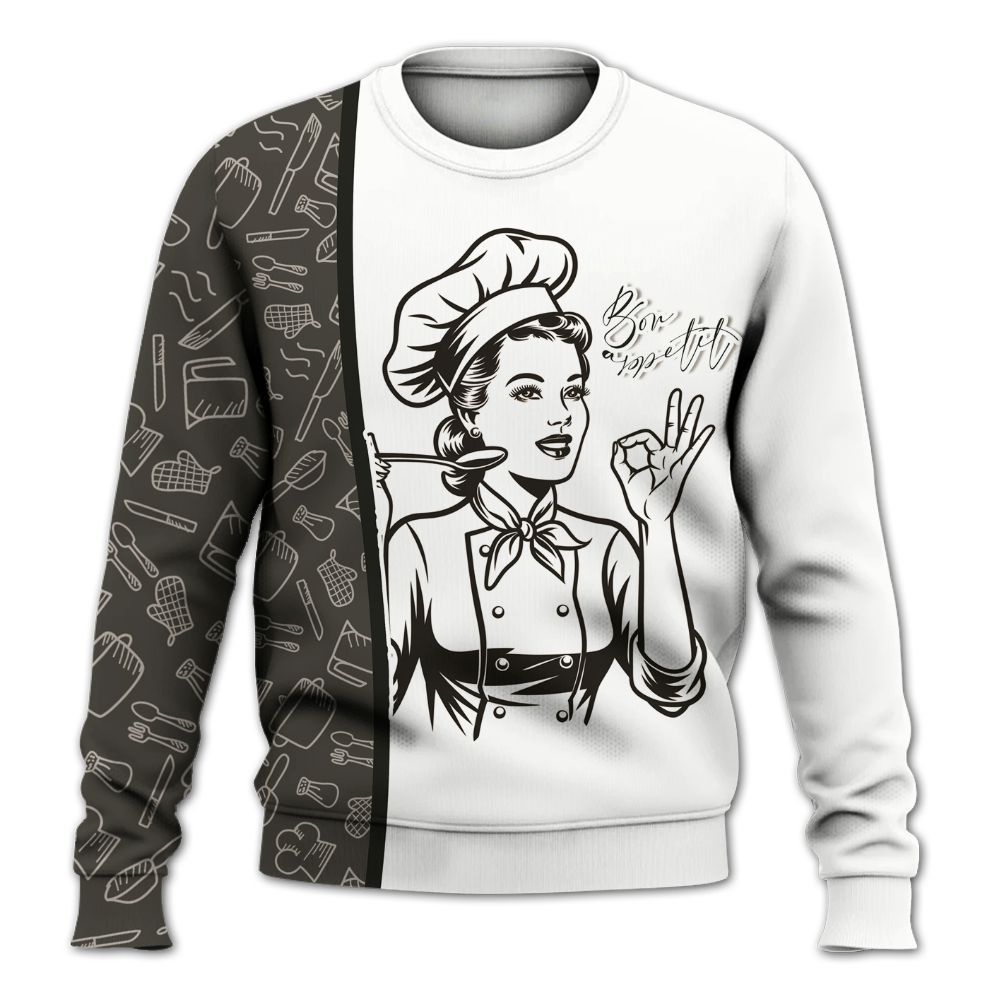 Amare Box Cooking Shirt, Bon Appetiti, Funny Cook, Female Chef Shirt, Cooking Shirt. Cook Lover, Custom Name Gift Shirt For Chef Knitted Sweater