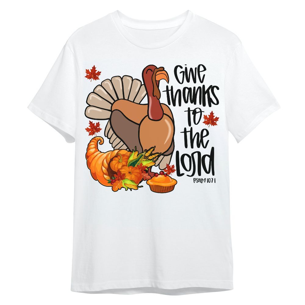 Amare Box Turkey Thanksgiving Shirt, Give Thanks To The Lord Bible Verse Design Gift For Fan Unisex Shirt