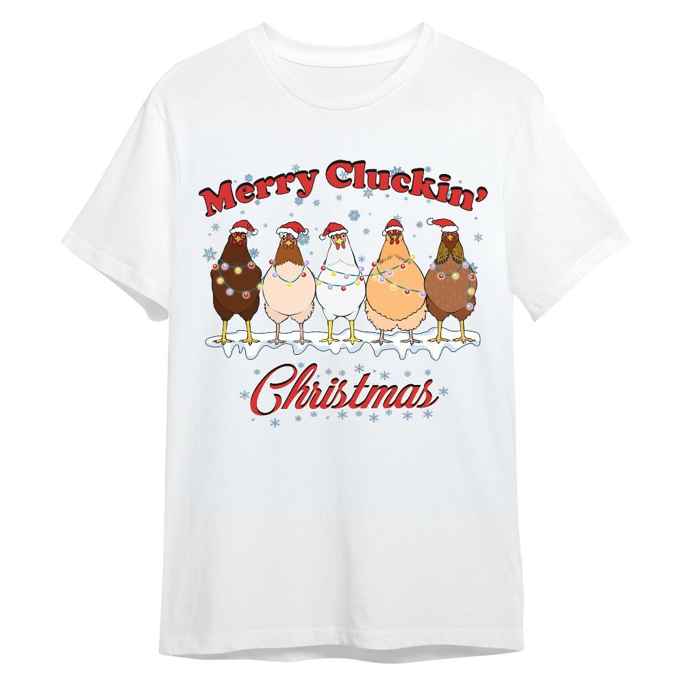 Amare Box Merry Cluckin' Christmas Shirt, X-mas Farm, Cute Chicken Lover, Christmas Unisex Gift Shirt For Farmer Unisex Shirt