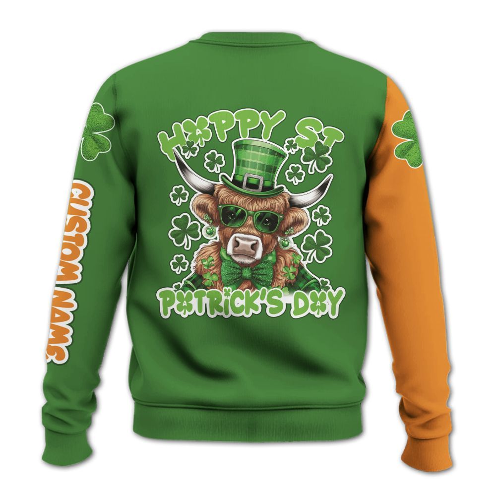 Amare Box Cow Farm Shirt, ST Patrick's Day Cow, Happy ST Patrick's Day, Funny Cow, Cow Shirt, Holiday Custom Name Gift For Cow Lover Knitted Sweater