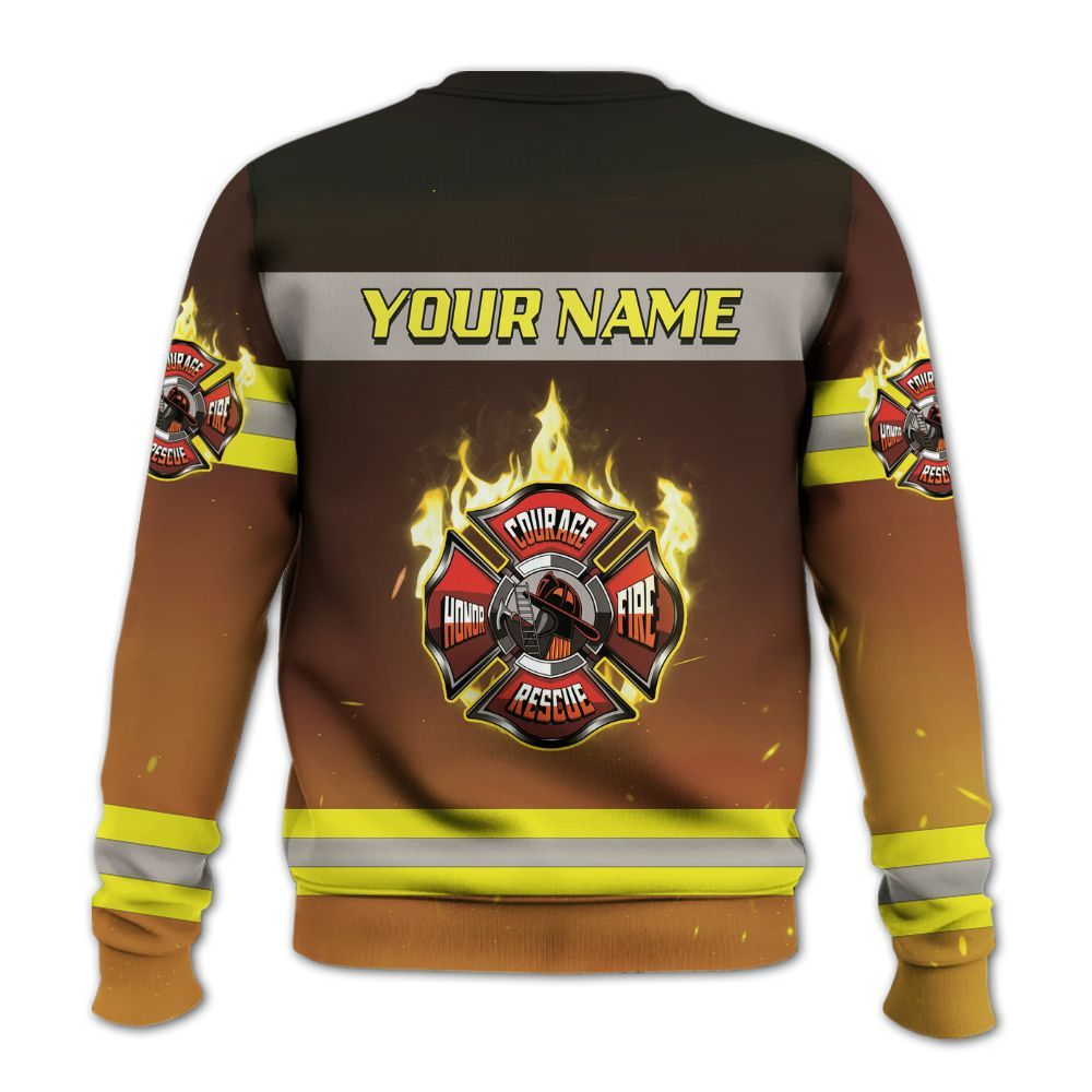 Amare Box Firefighter Shirt, Personalize Fire Rescue, Rescue Hero, Firefighter Shirt, Firefighter Logo, Custom Name Gift Shirt For Man Knitted Sweater