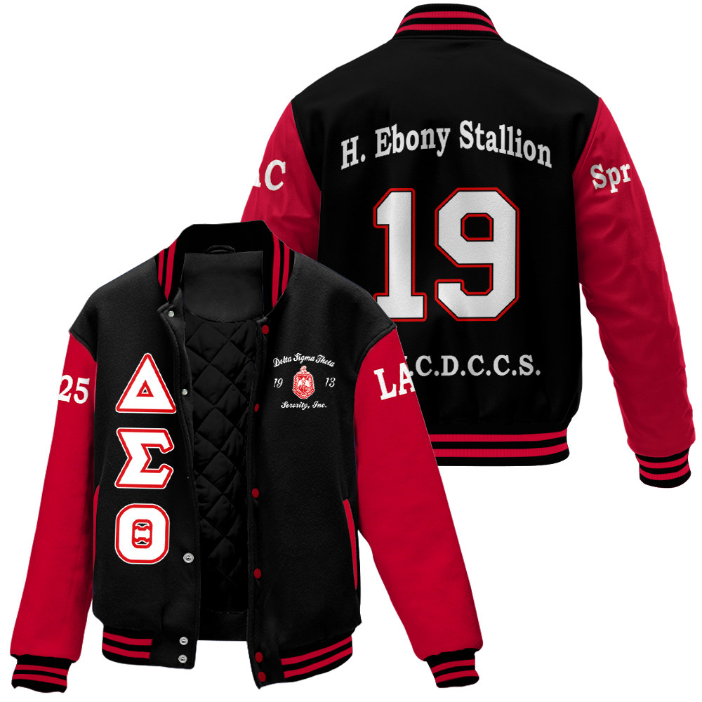 Ireishprint Delta Sigma Theta Custom Chapter Stitched Jacket, Sisterhood Crimson Red Delta Sigma Theta Sorority Embroidered Jacket
