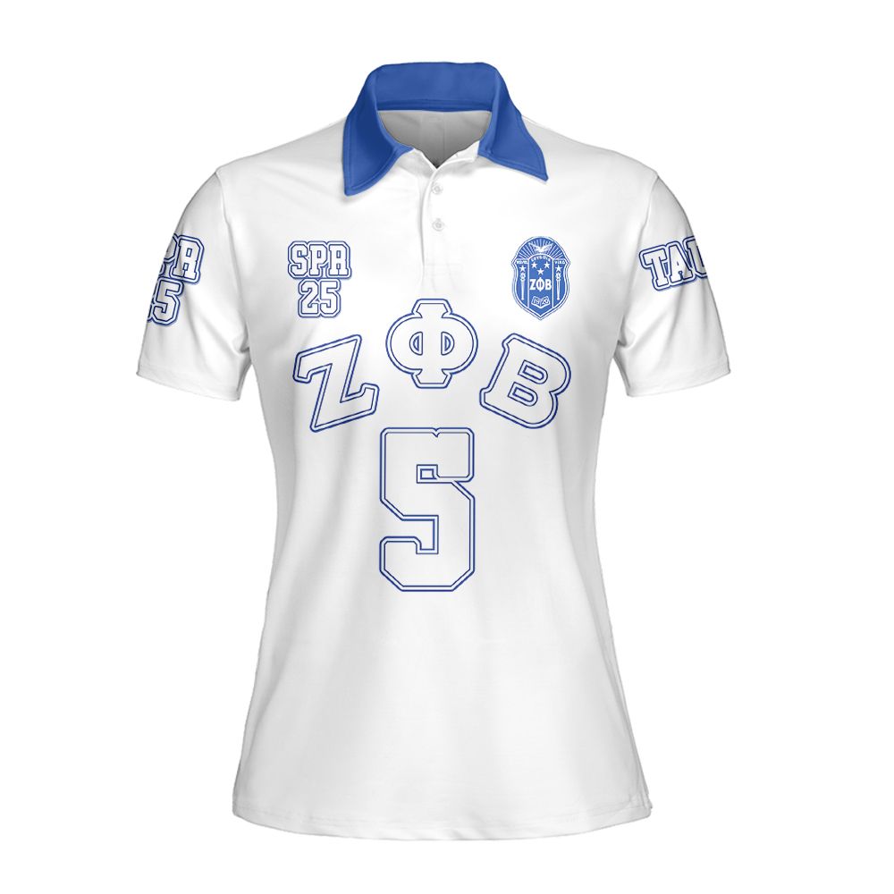 Ireishprint Zeta Phi Beta Custom Chapter, Personalized Your Own Z Phi B White Polo Shirt 1920 Zeta Phi Beta Sorority Polo Shirt