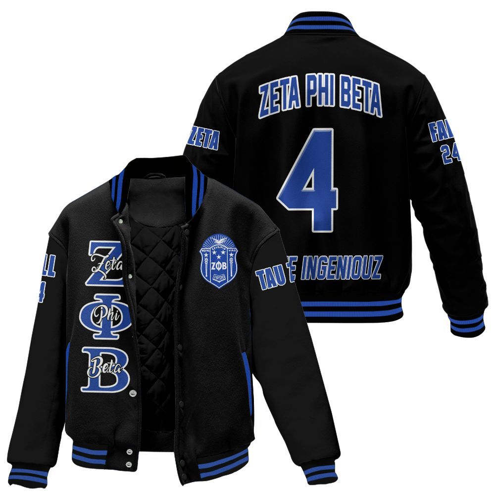Ireishprint Zeta Phi Beta Custom Chapter Stitched Jacket, Personalized Black Zeta Phi Beta Sorority Embroidered Jacket