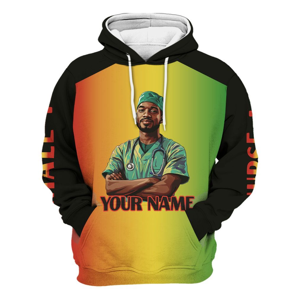 Amare Box Black Nurse Shirt, Murse The Man The Myth The Legend, Custom Name, Murse Clipart, Gift For Male Black Nurse Unisex Hoodie