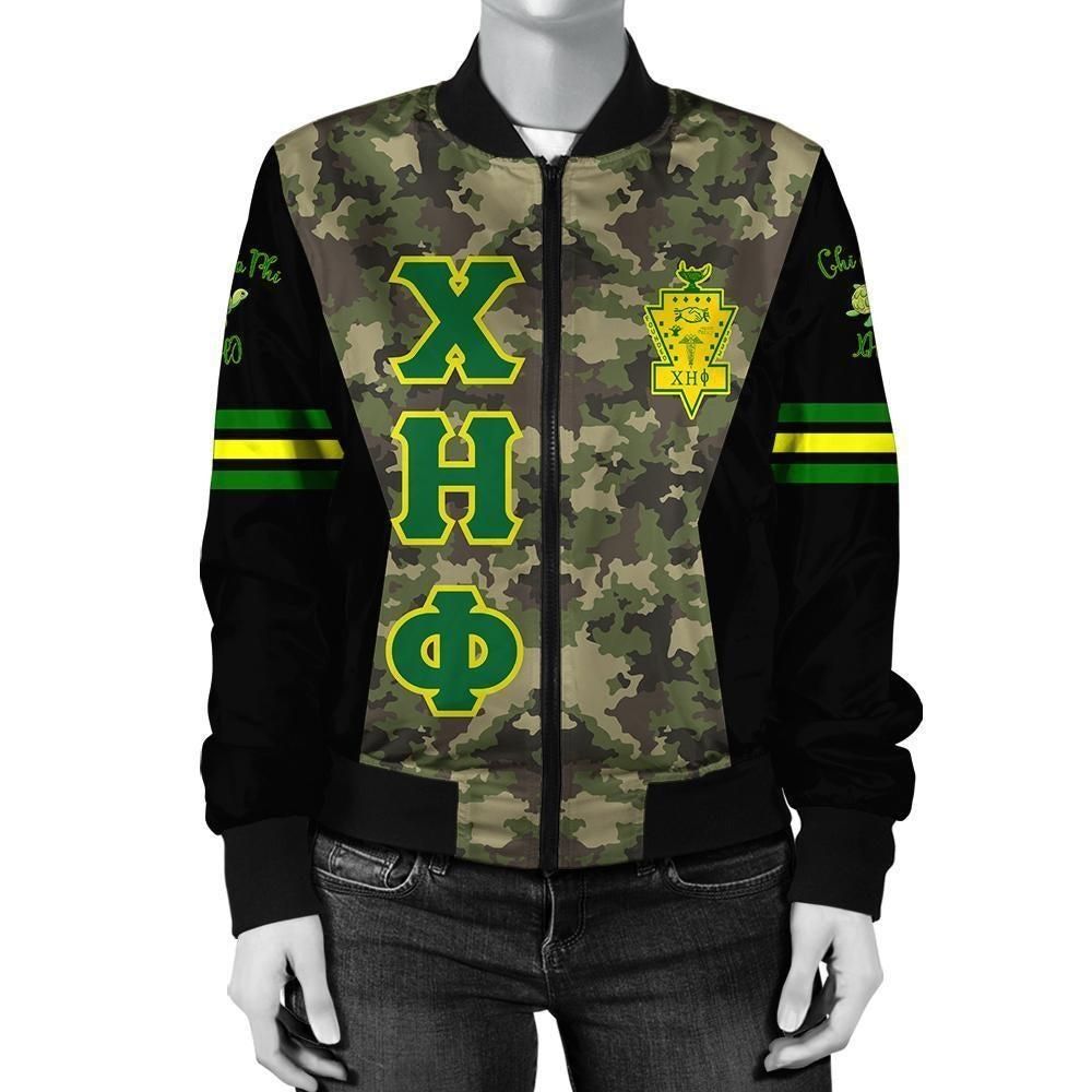 African Jacket - Chi Eta Phi Sorority Camouflage Bomber Jacket