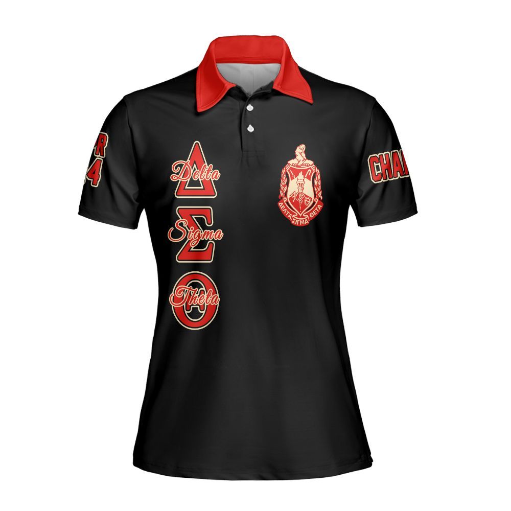Ireishprint Delta Sigma Theta Custom Chapter Polo Shirt, Personalized Elephant Hand Sign Black Polo Shirt Delta Sigma Theta Sorority Polo Shirt