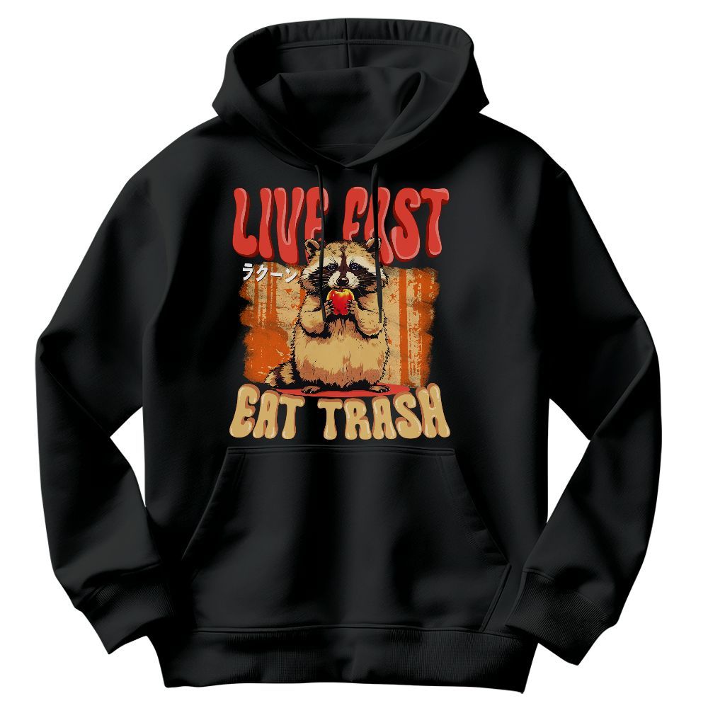 Amare Box Live Fast Eat Trash Shirt, Raccoon Funny Vintage Retro Unisex Hoodie
