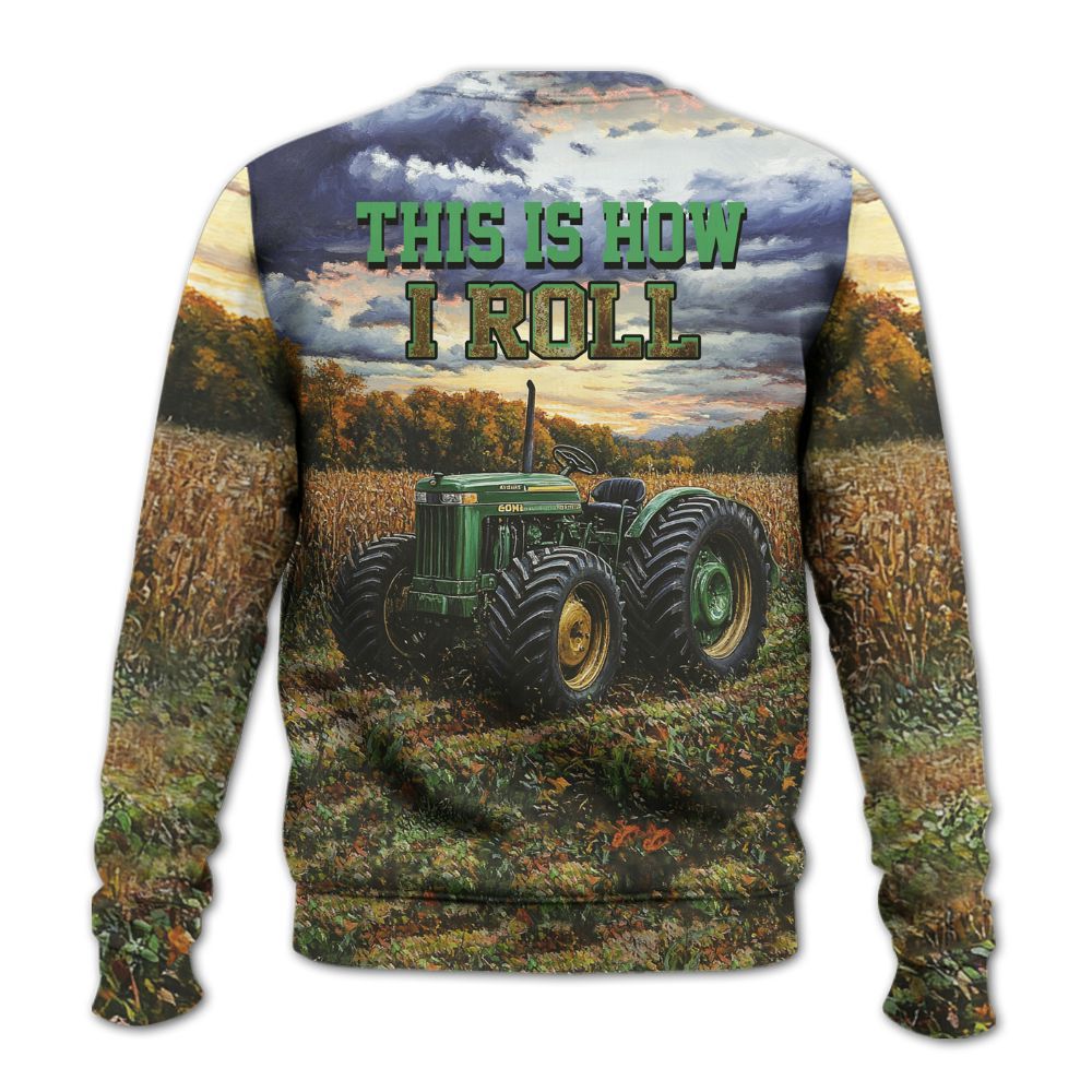 Amare Box Farm Tractor Shirt, This Is How I Roll, Custom Name Shirt, Farmer Tactor, Tractor Clipart, Love Tractor, Vintage Tractor, Gift For Loves Farmer Knitted Sweater