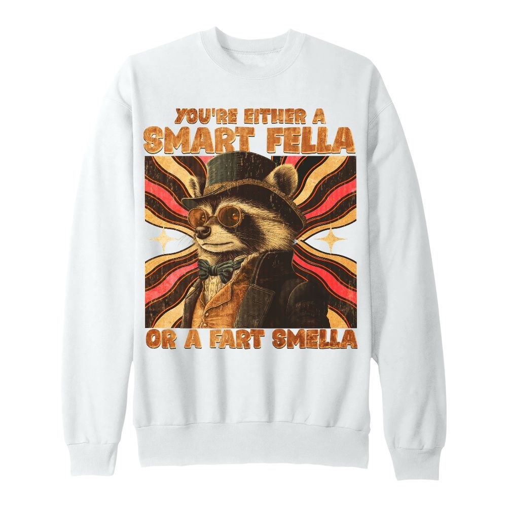 Amare Box Funny Capybara Retro Graphic Shirt, You're Either A Smart Fella Or A Fart Smella Gift Unisex Sweatshirt