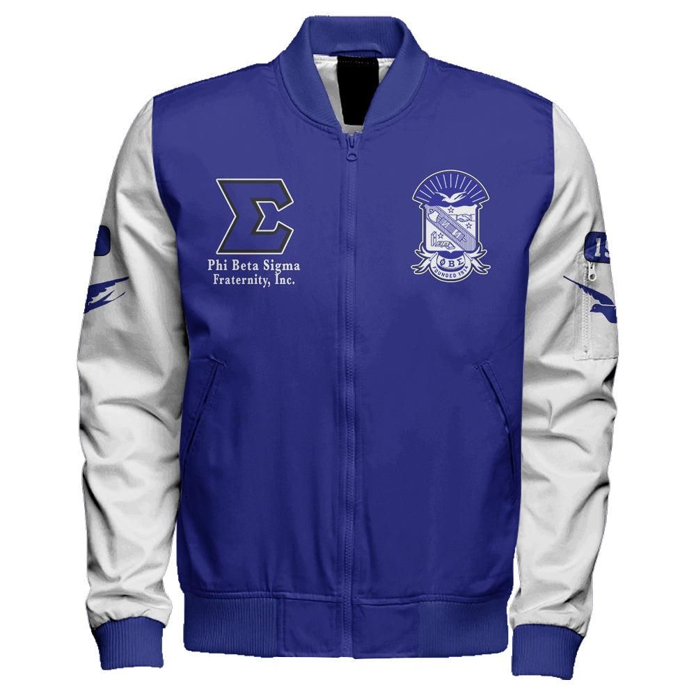 Phi Beta Sigma Varsity Sleeve Zip Bomber Jacket T09