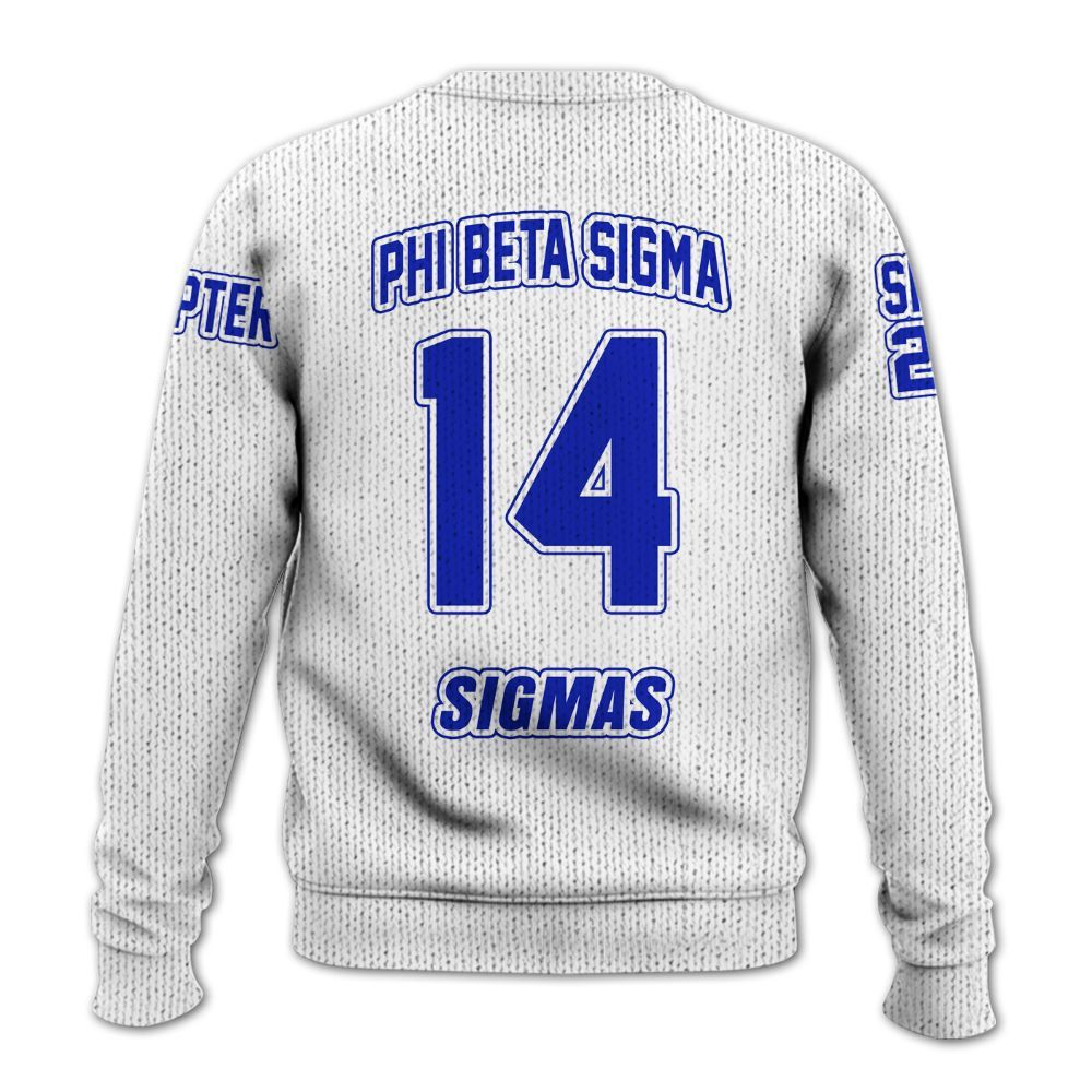 Ireishprint Phi Beta Sigma Custom Chapter Shirt, Personalized White Royal Blue Shirt Phi Beta Sigma Fraternity Knitted Sweater