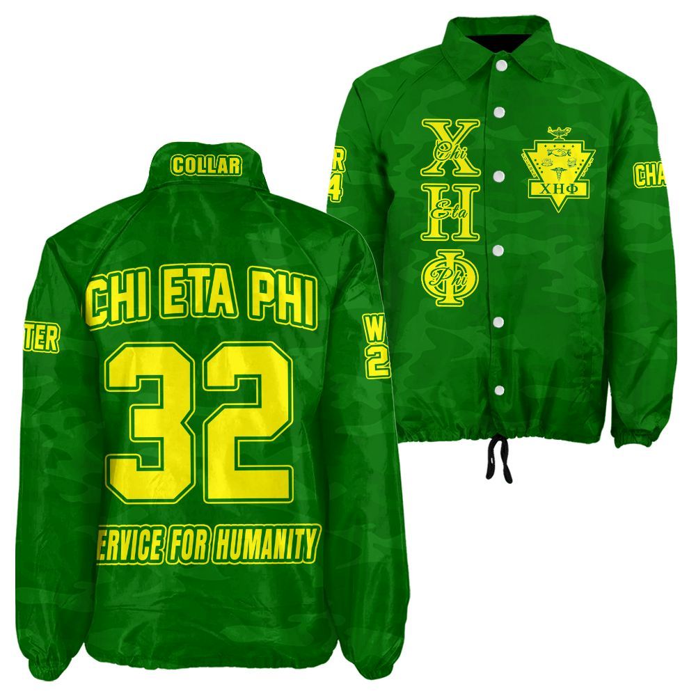 Ireishprint Chi Eta Phi Custom Line Crossing Jacket, Personalized Camo Style Pea Green Jacket Chi Eta Phi Sorority Crossing Jacket