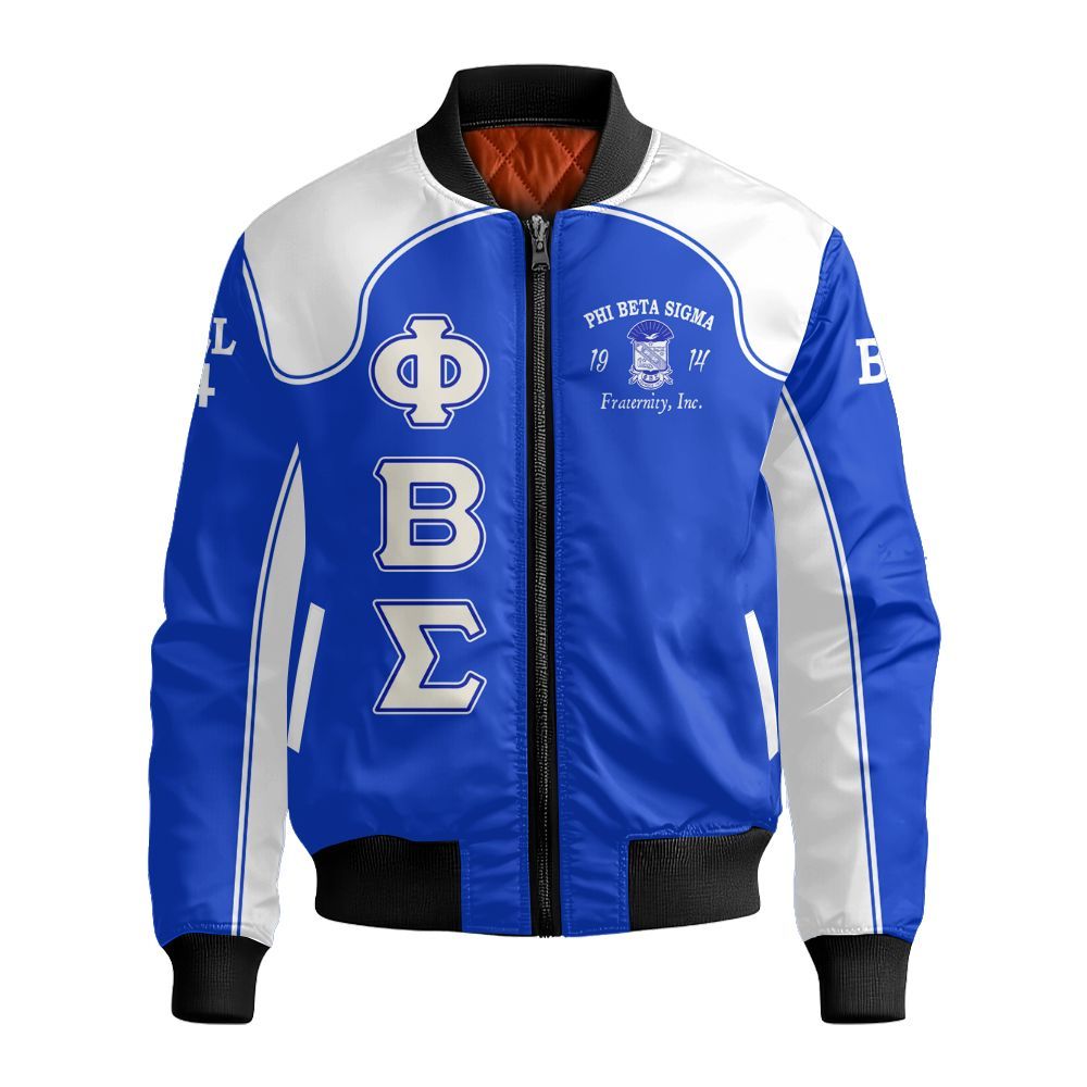 Ireishprint Phi Beta Sigma Custom Chapter Bomber Jacket, ΦΒΣ Lettered Racing Style 1914 Fraternity Bomber Jacket