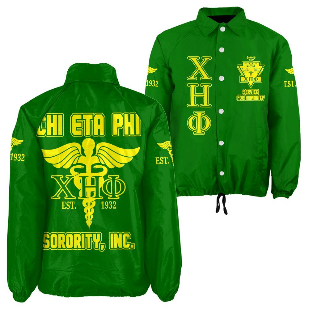 Ireishprint Chi Eta Phi Crossing Jacket, Caduceus Pea Green Jacket Chi Eta Phi Sorority Crossing Jacket