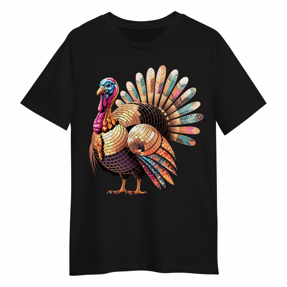 Amare Box Thanksgiving Turkey Disco Ball, Thanksgiving Thankful Coquette, Turkey Day Gift Unisex Shirt