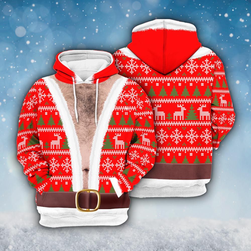 Amare Box Faux Real Realistic Ugly Christmas Sweater, Funny Santa Meme Xmas Sweater Design Gift For Fan