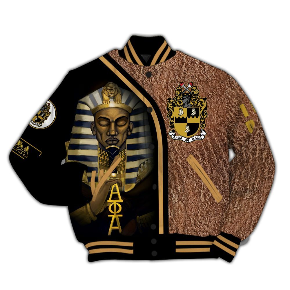 Ireishprint ΑΦΑ Varsity Jacket, ΑΦΑ 1906 Leather Pharaoh Inspired Fraternity Jacket