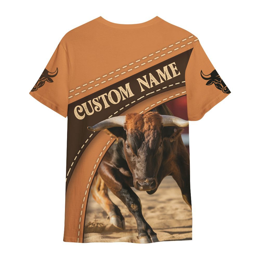 Amare Box Cow Farm Shirt, Muscular Brown Bull, Bull Life, Cow Life, Cow Shirt, Farm Shirt, Cow Lover, Custom Name Gift Shirt For Farmer All Over Print Unisex Shirt
