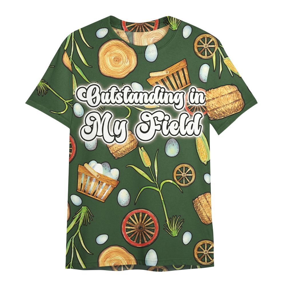 Amare Box Outstanding In My Field Shirt, Christmas Farm, Cute Farm Pattern, Farm Christmas Unisex Gift Shirt For Farmer All Over Print Unisex Shirt