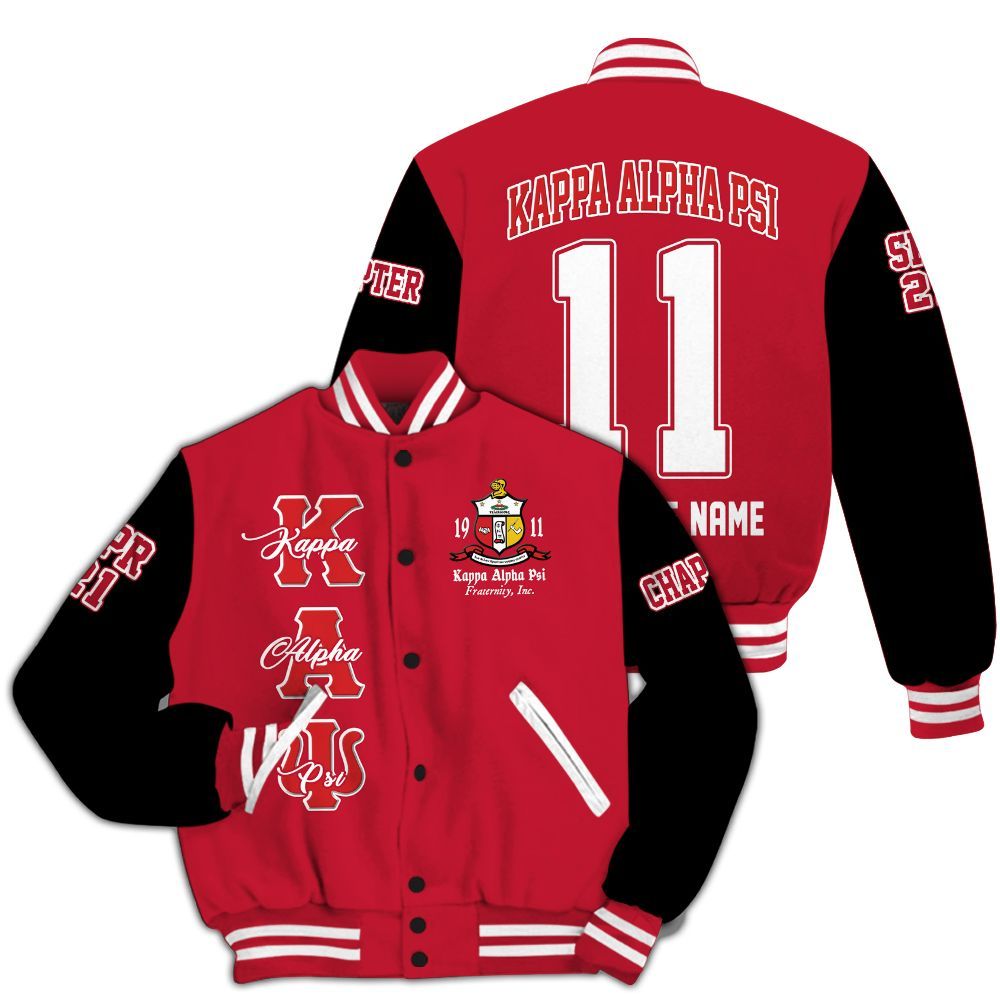 Ireishprint ΚΑΨ Custom Chapter Varsity Jacket, Personalized Krimson Black Sleeve ΚΑΨ Jacket Fraternity Jacket