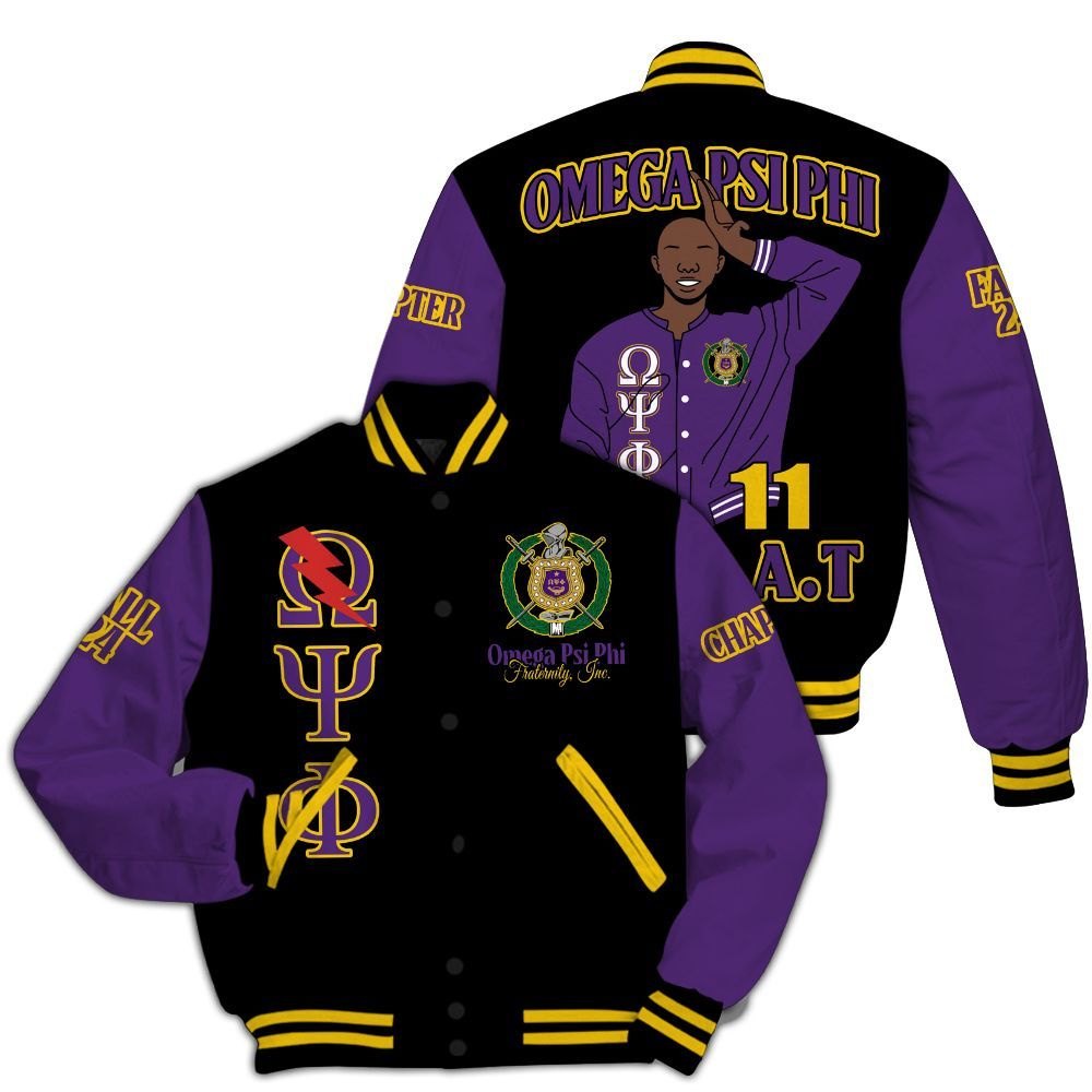 Ireishprint ΩΨΦ Custom Chapter Varsity Jacket, Personalized Black Jacket ΩΨΦ 1911 Fraternity Jacket