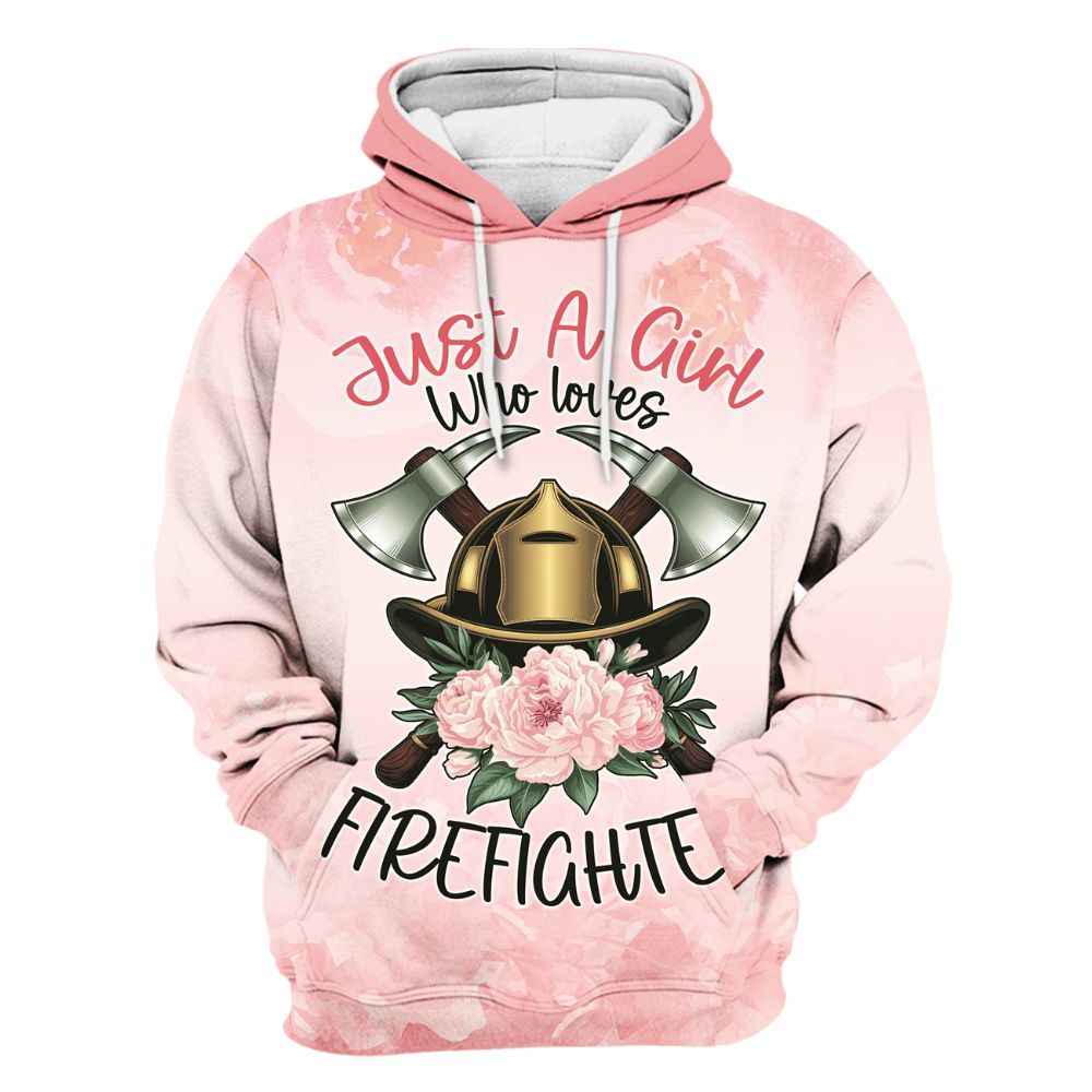 Amare Box Firefighter Shirt, Just A Girl Who Loves Firefighter, Rescue Hero, Firefighter Shirt, Wife Gift, Mom Gift, Gift Shirt For Her Unisex Hoodie