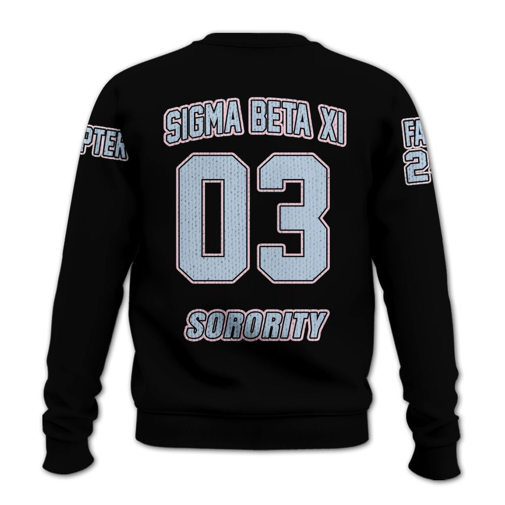 Ireishprint Sigma Beta Xi Custom Chapter Knitted Cardigan, Personalized Black Knitted Cardigan Sigma Beta Xi Sorority Knitted Sweater