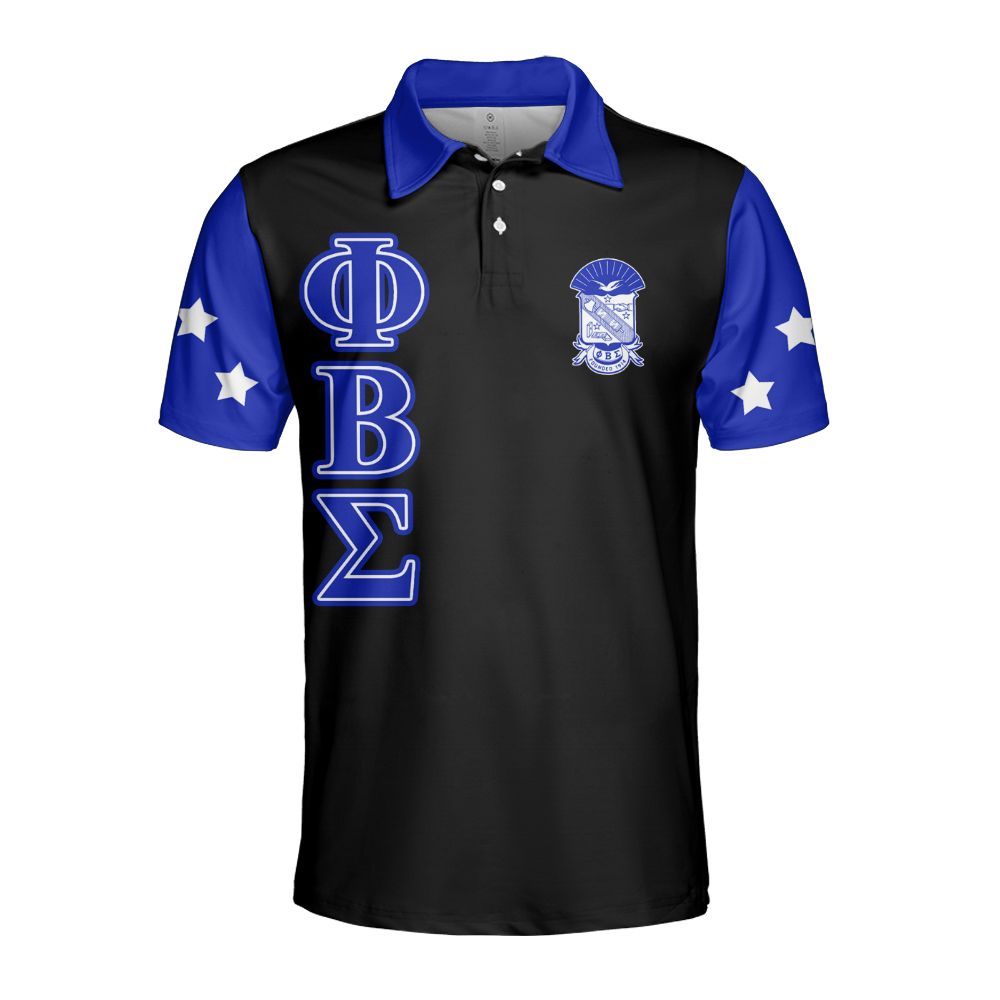 Ireishprint Phi Beta Sigma Polo Shirt, Three Stars Black Polo Shirt Phi Beta Sigma Fraternity Polo Shirt