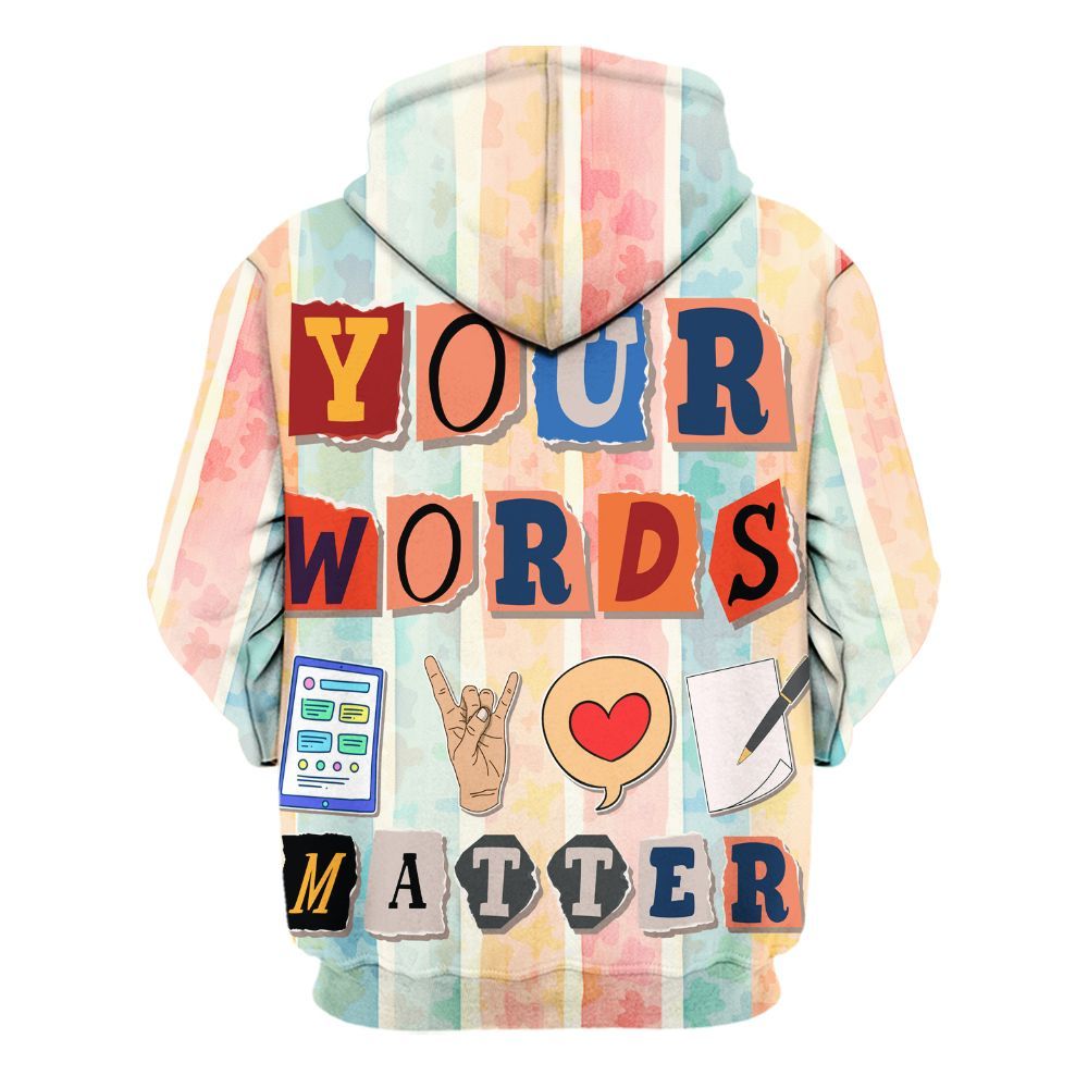 Amare Box Your Words Matter Autism Awareness Shirt, Mental Heath Special Education Unisex Hoodie