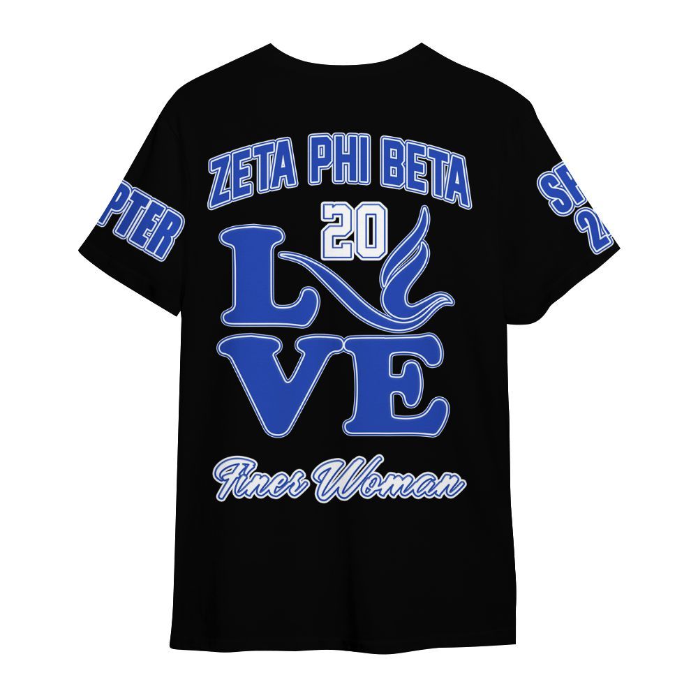 Ireishprint Zeta Phi Beta Custom Chapter Shirt, Personalized Love Zeta Dove Z Phi B Black Shirt 1920 Zeta Phi Beta Sorority Shirt