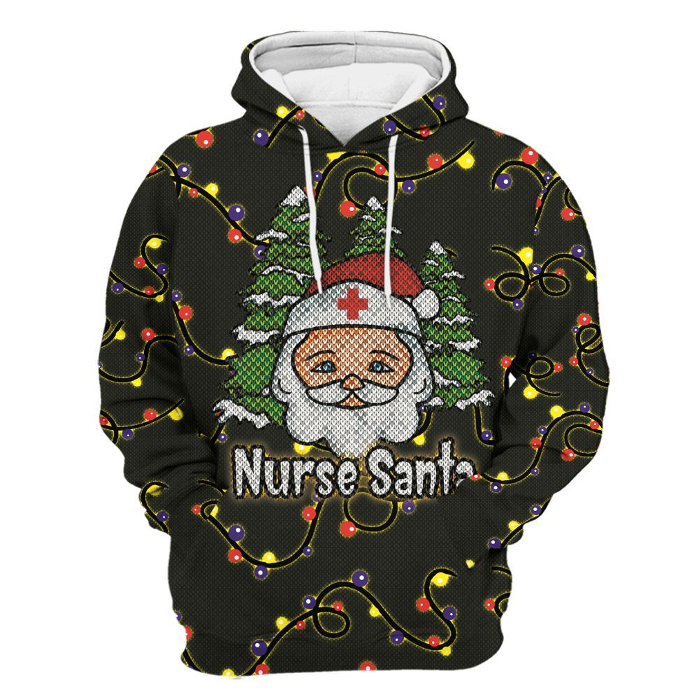 Amare Box Nurse Santa Ugly Christmas, Nurse Neon Light, Nurse Xmas, Gift For Nurse Unisex Hoodie