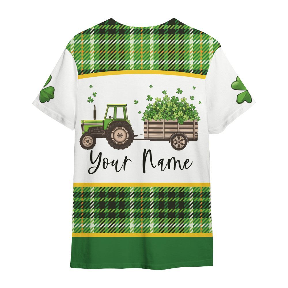 Amare Box Farm Tractor Shirt, Loads Of Luck, Custom Name, Patrick's Day, Tractor Clipart, Gift For Farm Lover, Gift For Patrick's Day All Over Print Unisex Shirt