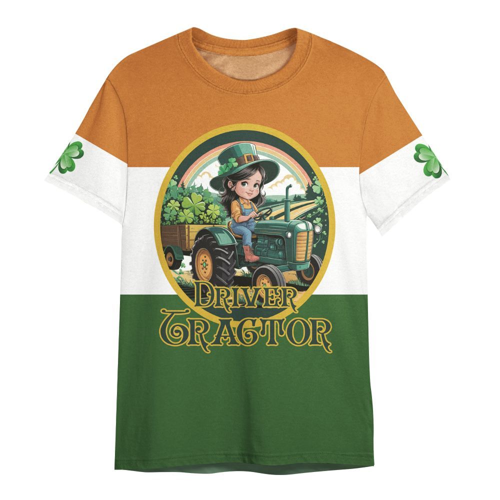 Amare Box Farm Tractor Shirt, Driver Tractor, Custom Name, Patrick's Day, Gift For Farm Lover, Gift For Patrick's Day All Over Print Unisex Shirt